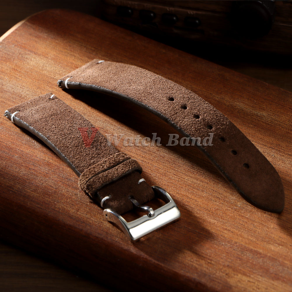 Suede Strap Watch - 20mm 22mm wysokiej jakości zamszowa skóra