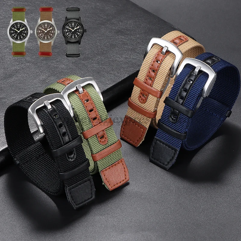 Nato Strap Nylon - 20mm 22mm płócienna nylonowa naszywka skórzany