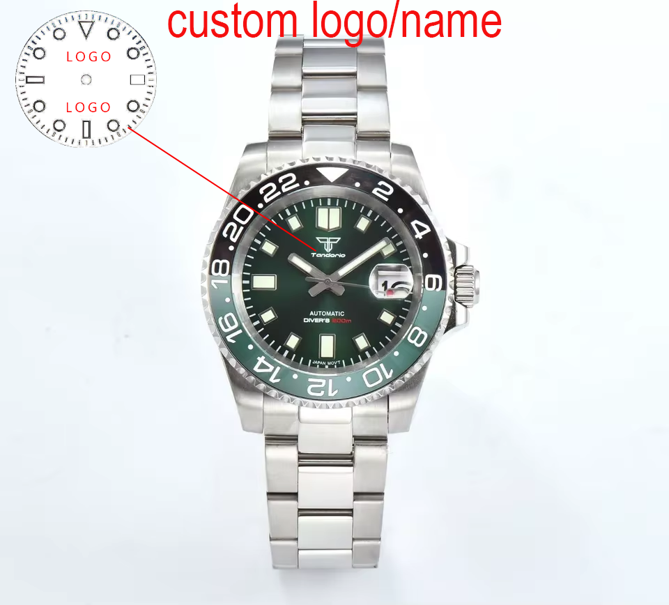 Stainless Bracelet Diver - Męski zegarek nurkowy 40 mm, zielony,